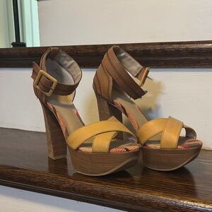 Levity Brown and Tan Platform Heels
